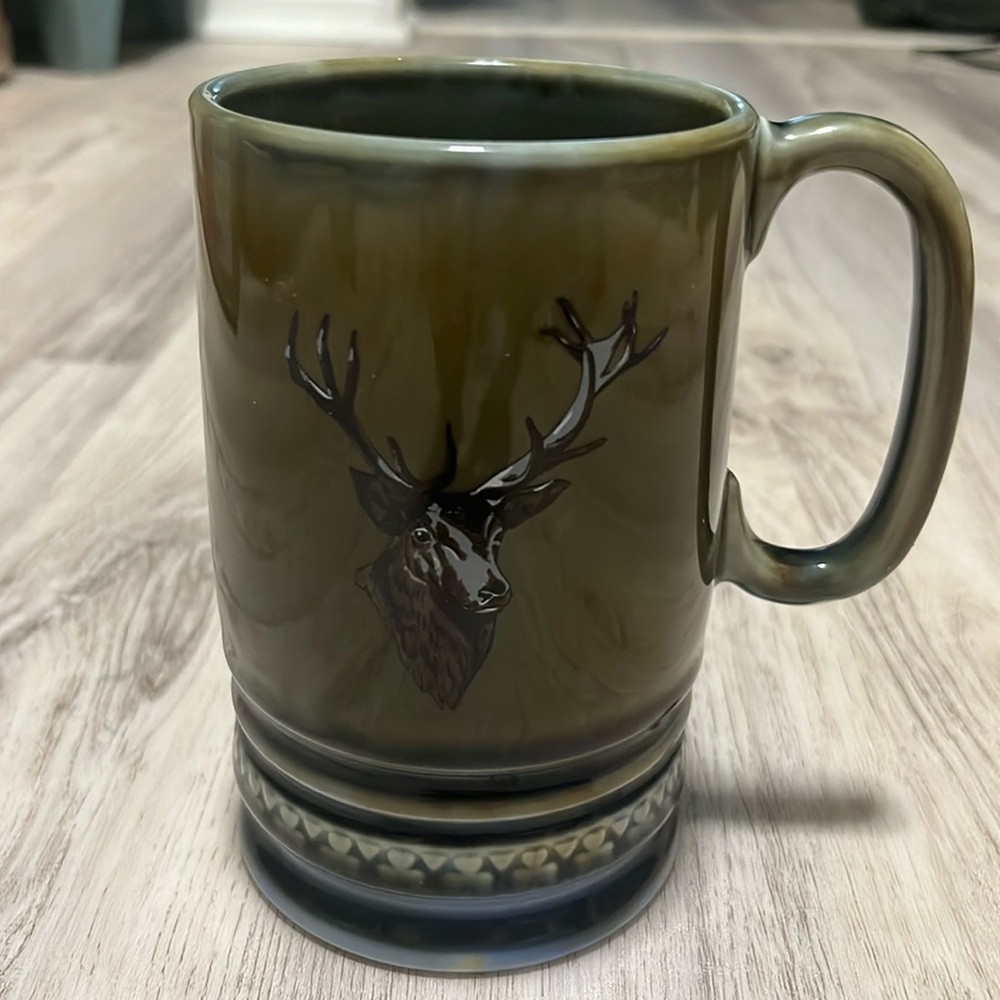 Reuge Vintage Green Deer Buck Beer Mug Musical When Irish Eyes Are Smiling